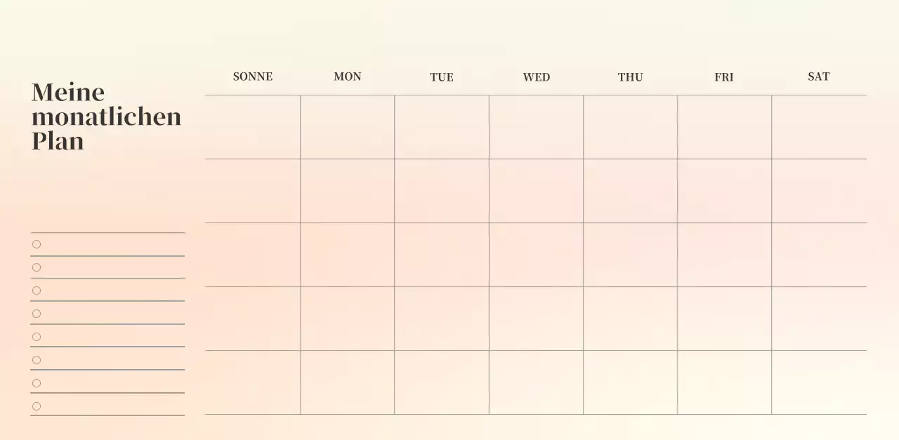 Minimalistischer Kalender mit Farbverlauf