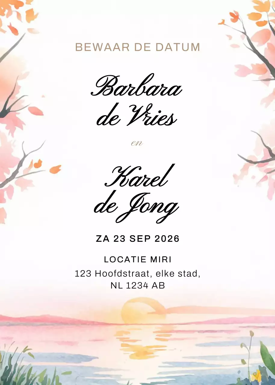 Beige elegante huwelijksuitnodiging