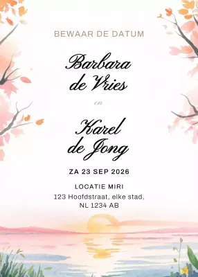 Beige elegante huwelijksuitnodiging