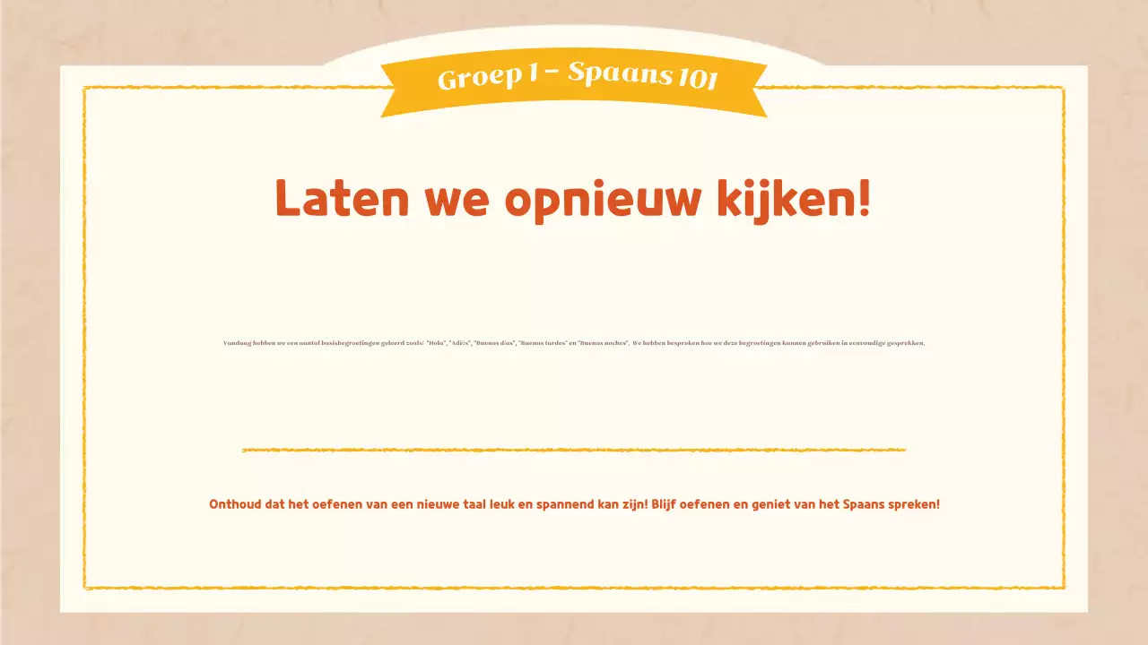 oranje eenvoudige taalklas