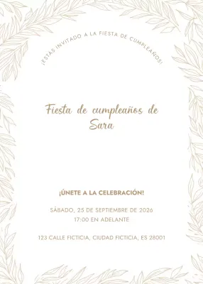 Invitación de cumpleaños elegante beige
