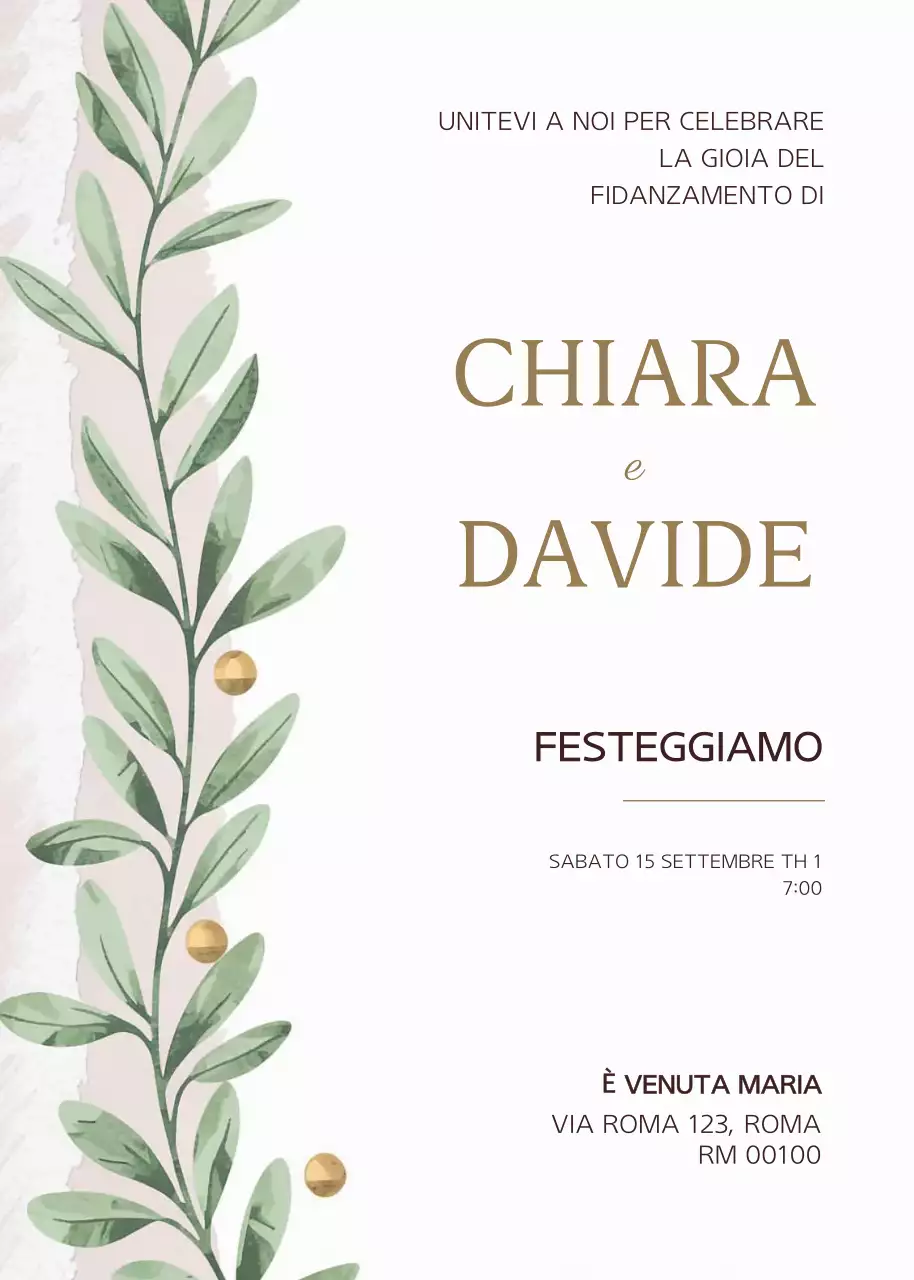 Invito di fidanzamento verde botanico