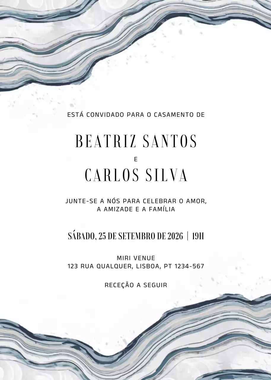 Convite de casamento cinzento e elegante