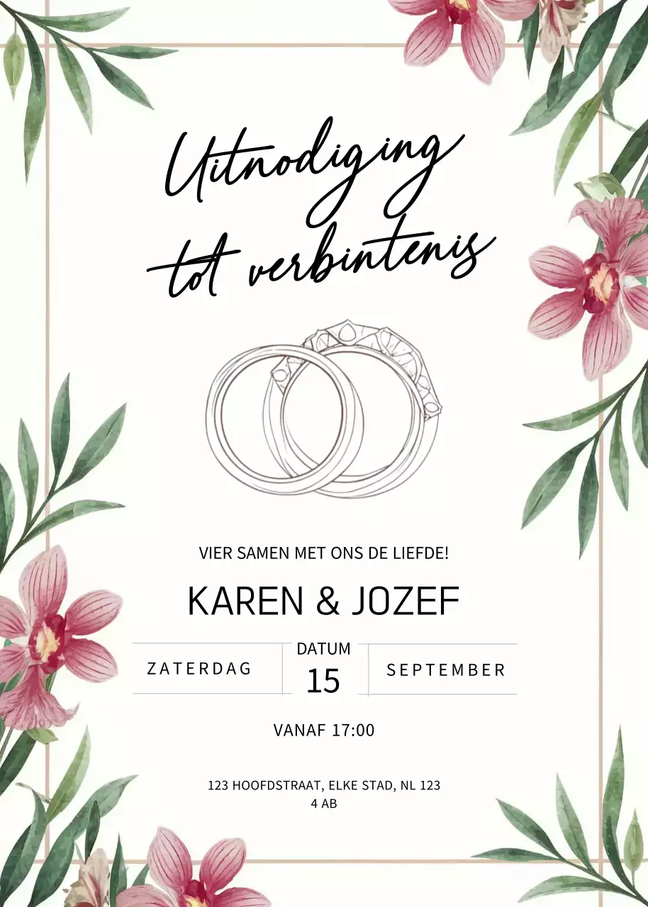 Witte elegante verlovingsuitnodiging