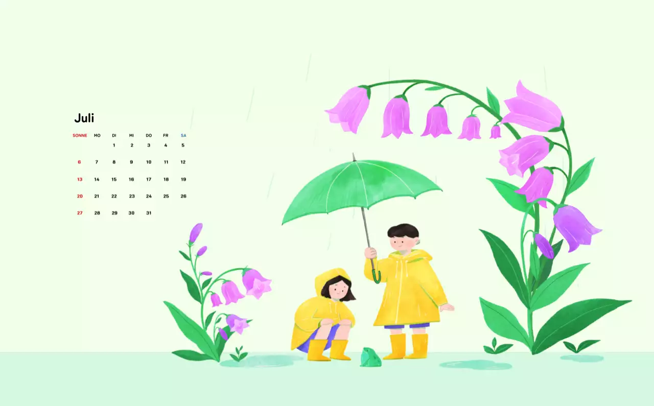 Neujahrskalender mit warmen Illustrationen