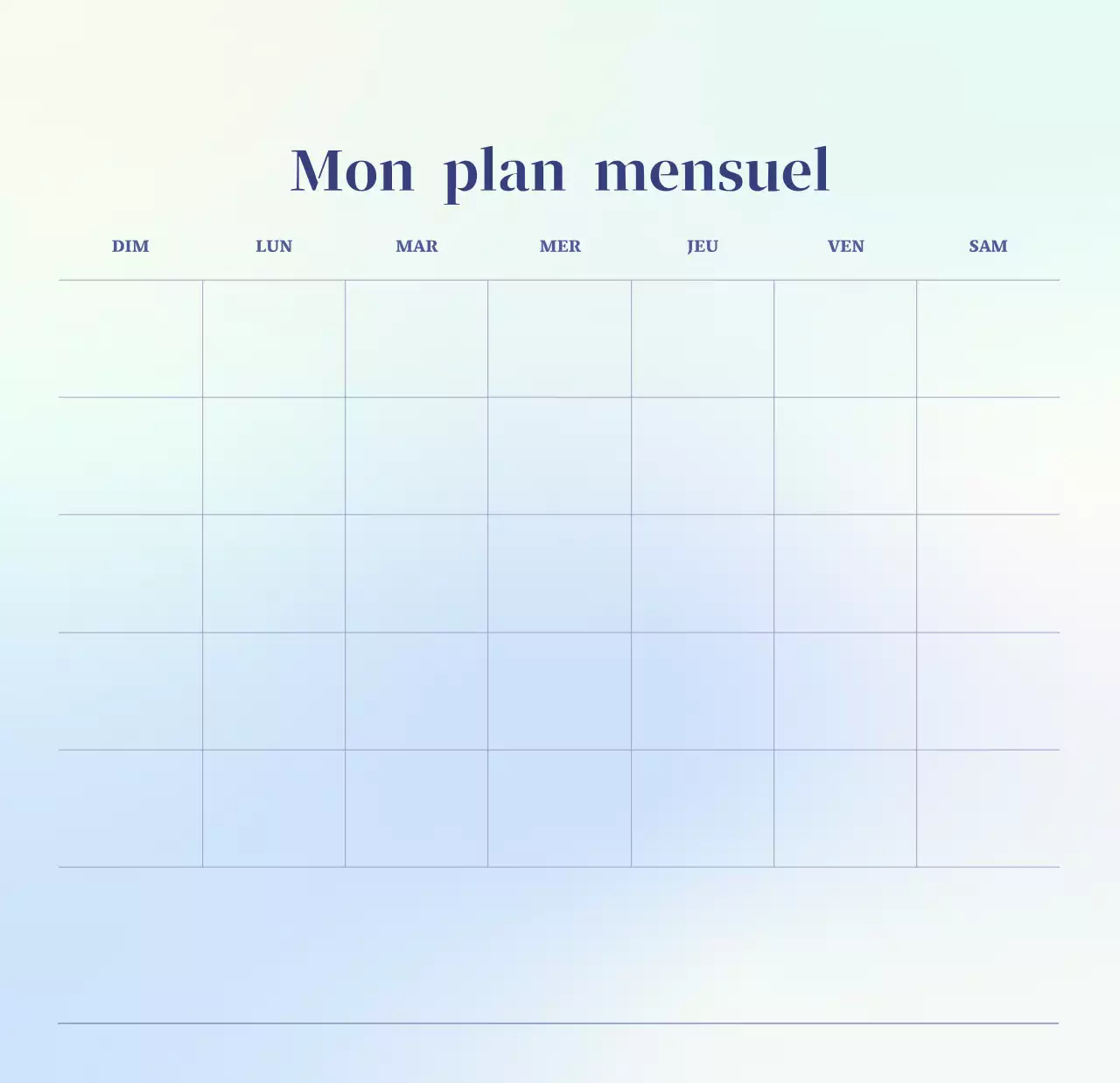 Calendrier minimaliste dégradé