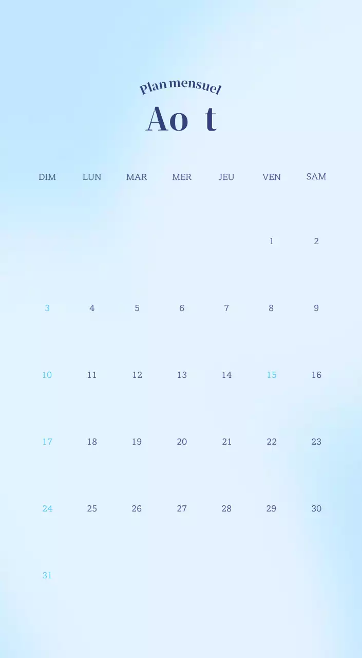 Calendrier minimaliste dégradé