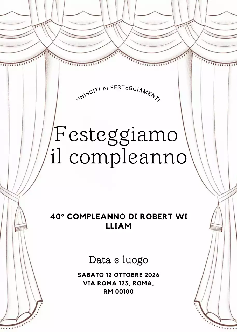 invito di compleanno elegante bianco