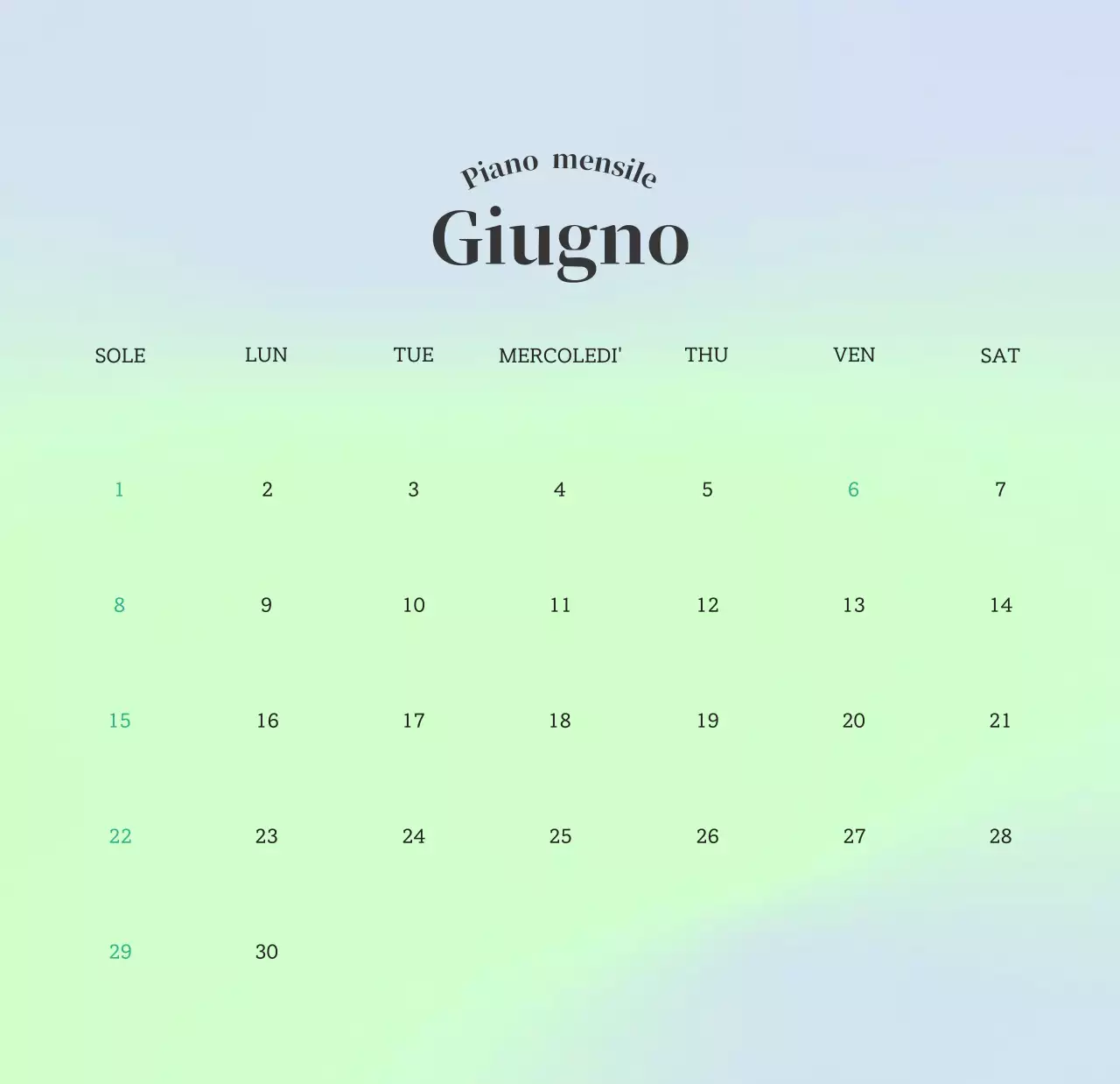 Calendario minimalista a gradi