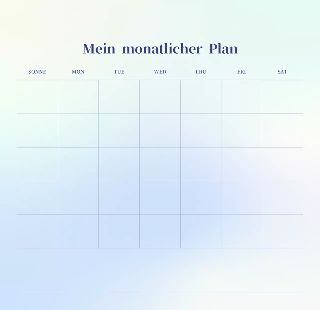 Minimalistischer Kalender mit Farbverlauf