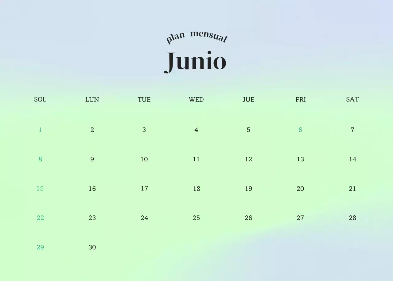 Calendario minimalista degradado