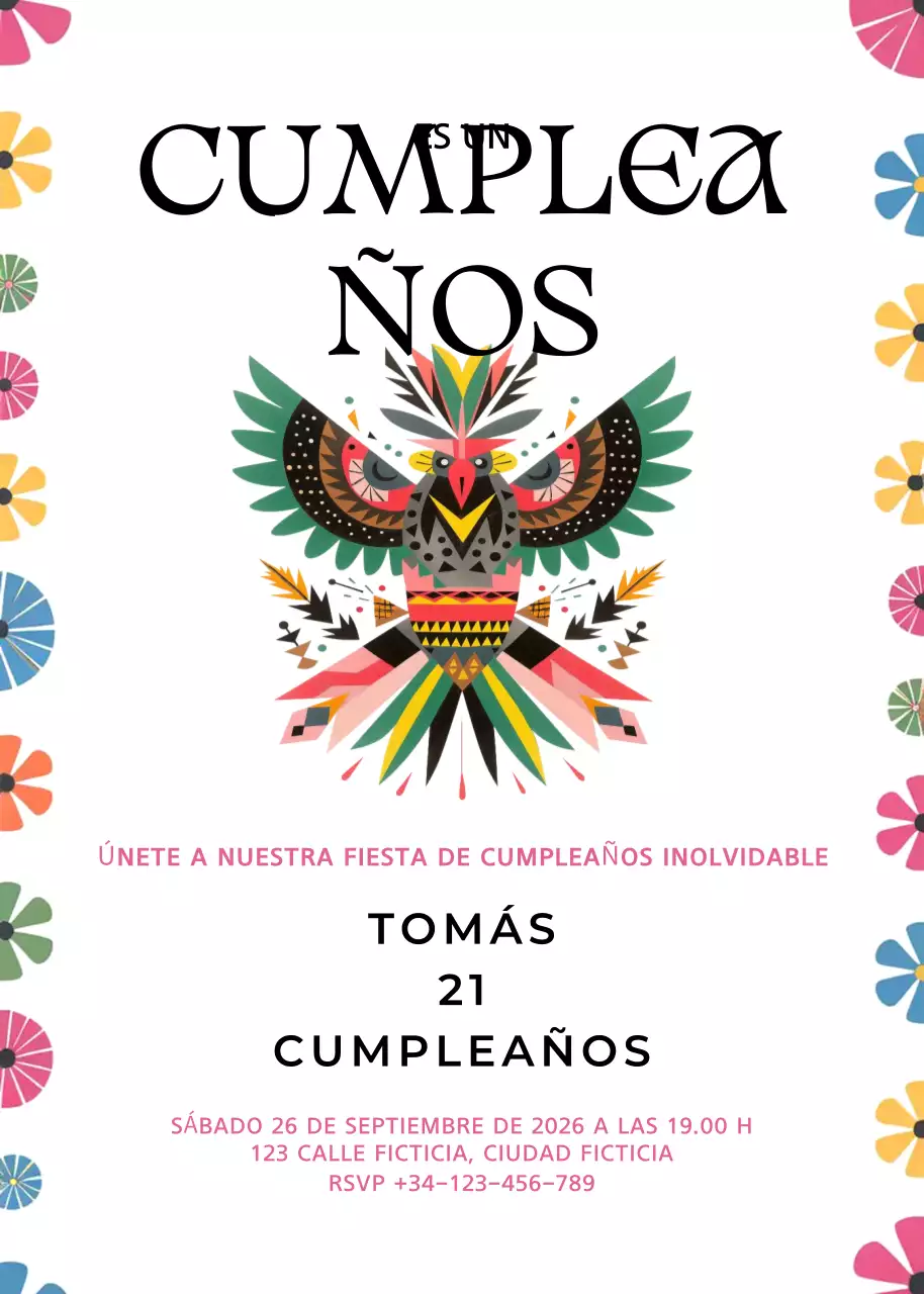 Colorida invitación de cumpleaños vintage