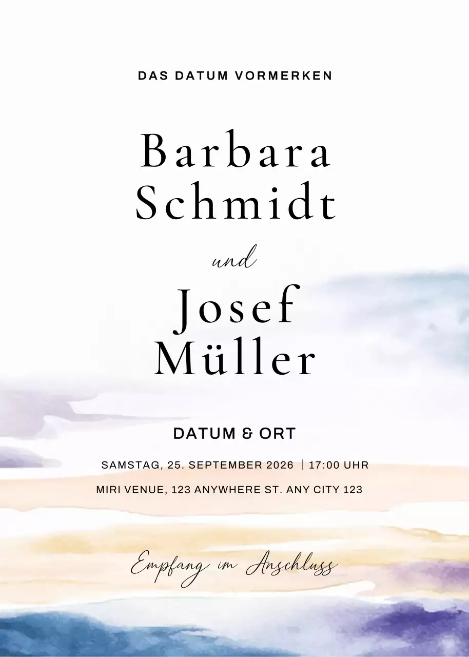 beige minimalistische Hochzeitseinladung