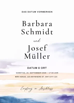 beige minimalistische Hochzeitseinladung