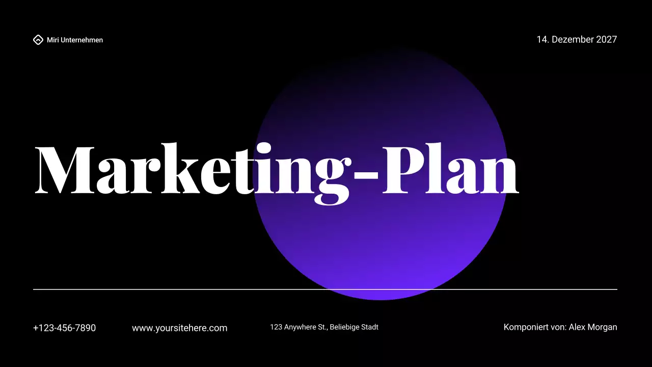 Schwarz und lila Farbverlauf Marketingplan Präsentation