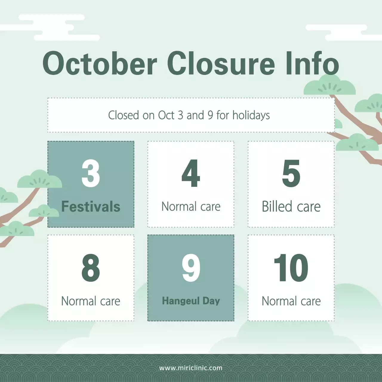 Thông báo đóng cửa tối thiểu màu xanh lá cây Bài đăng trên mạng xã hội