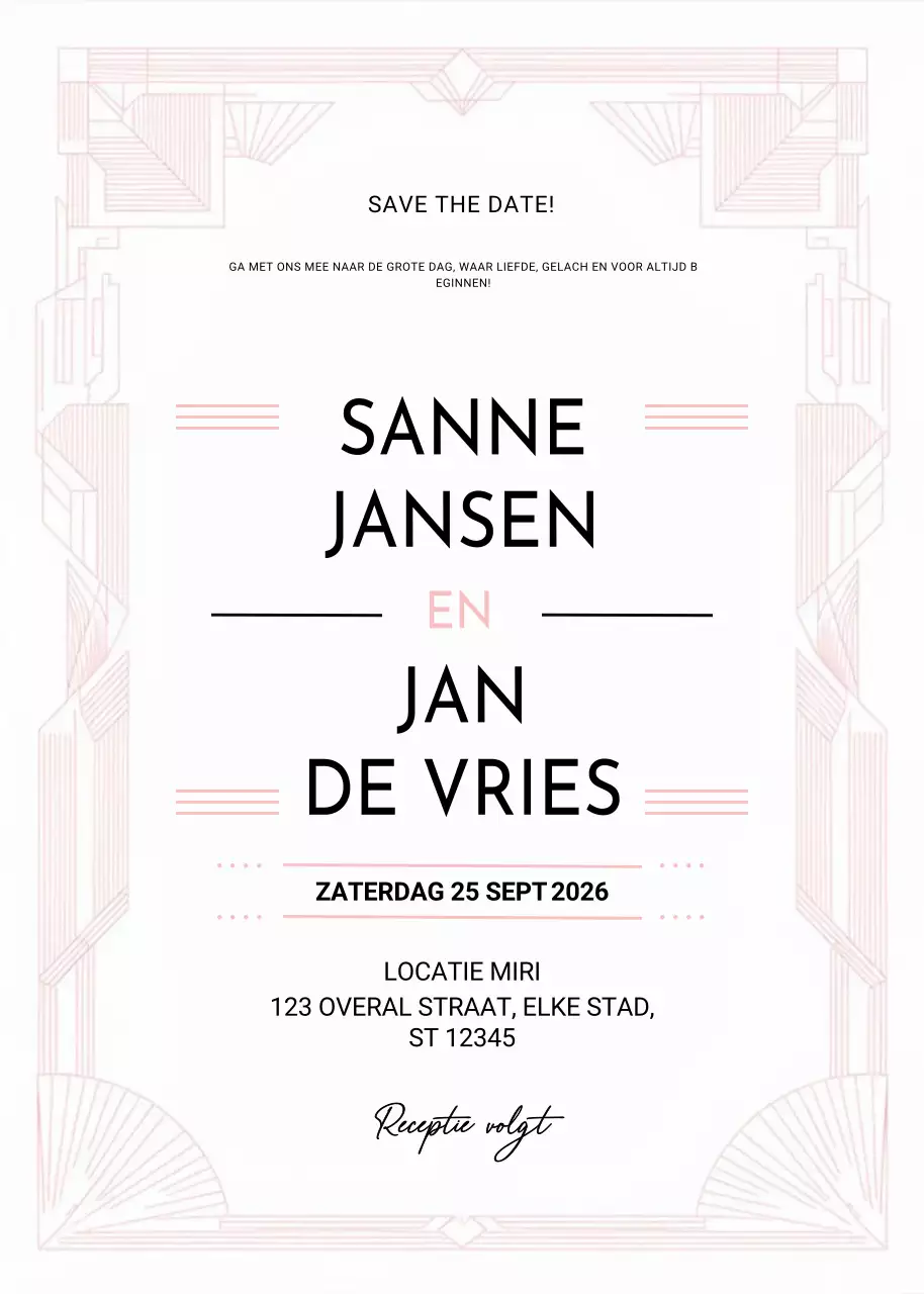 Witte Geometrische Huwelijksuitnodiging