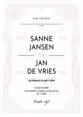 Witte Geometrische Huwelijksuitnodiging