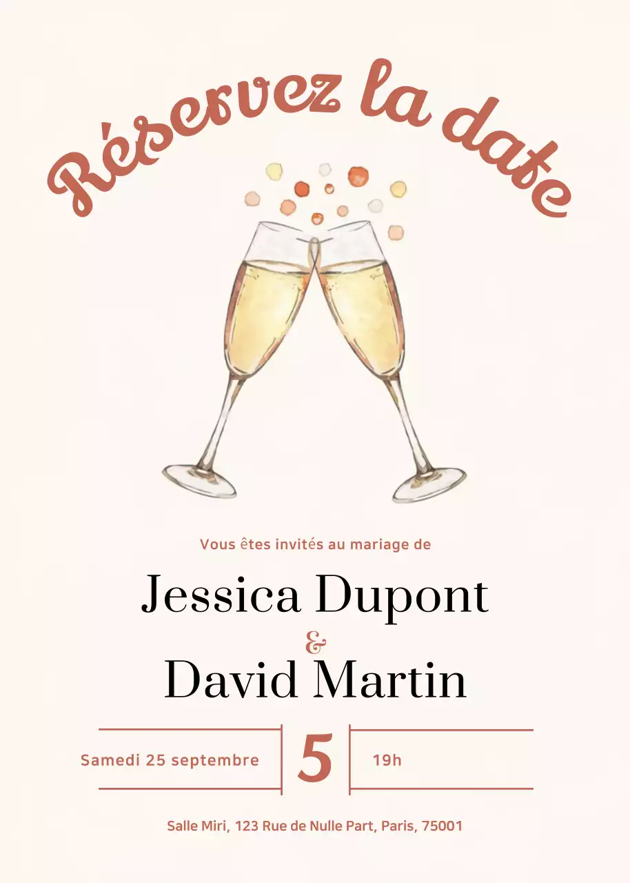 Invitation de mariage beige et élégante