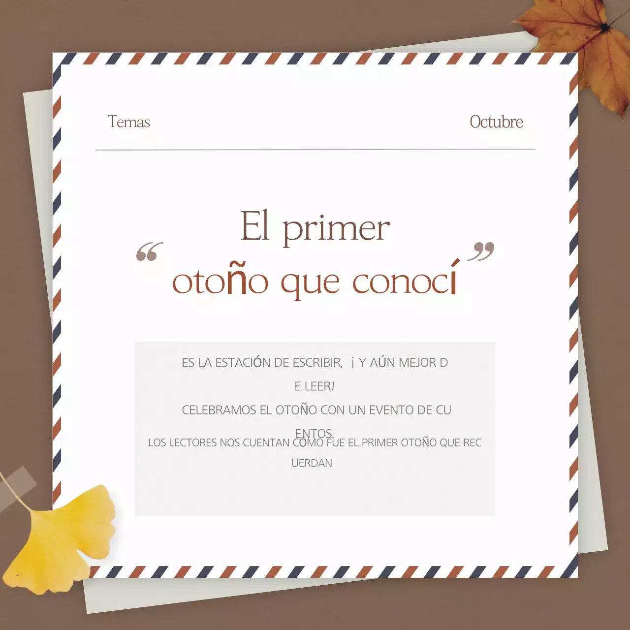 Un sencillo cuento de otoño en marrón para promocionar su evento