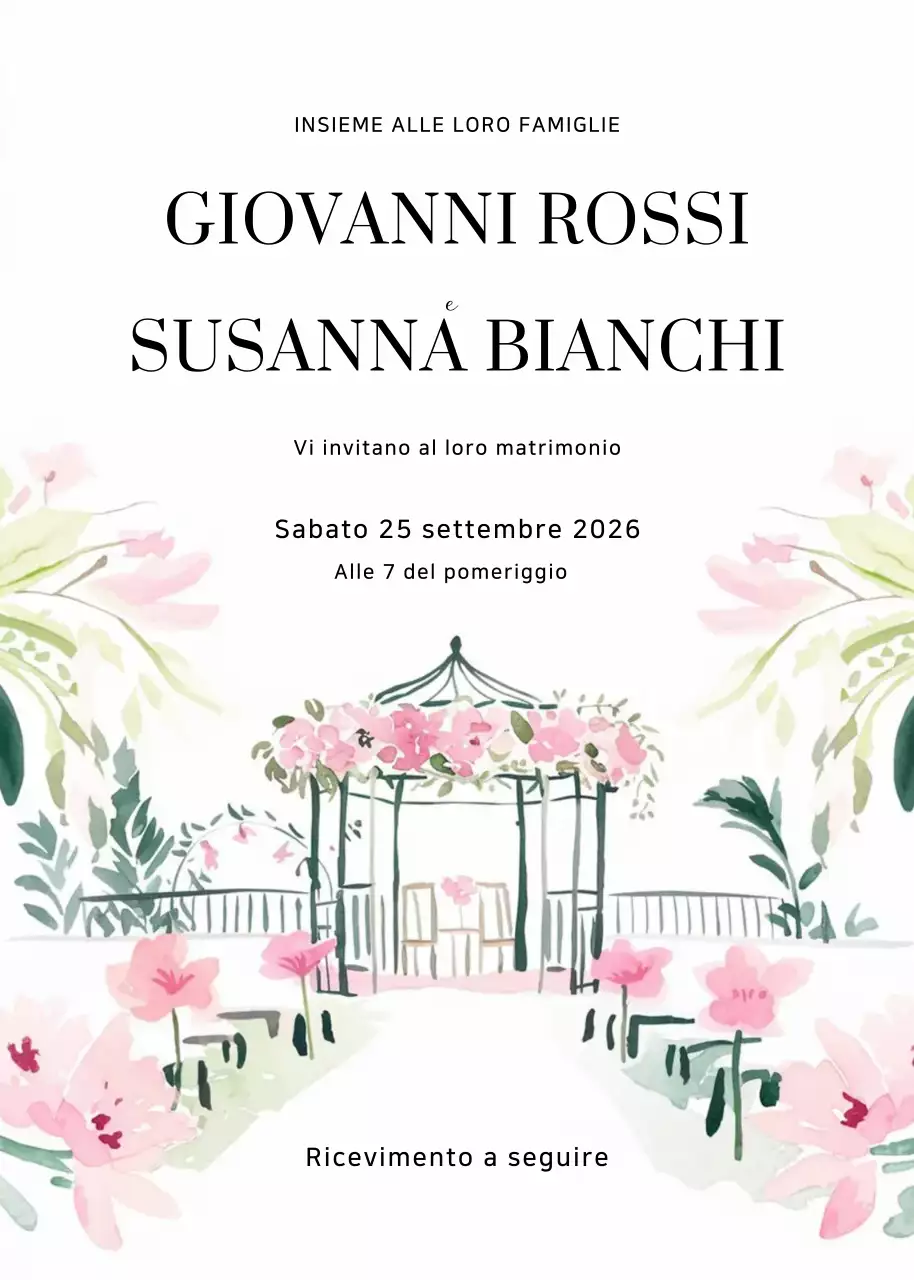 Invito a nozze elegante rosa