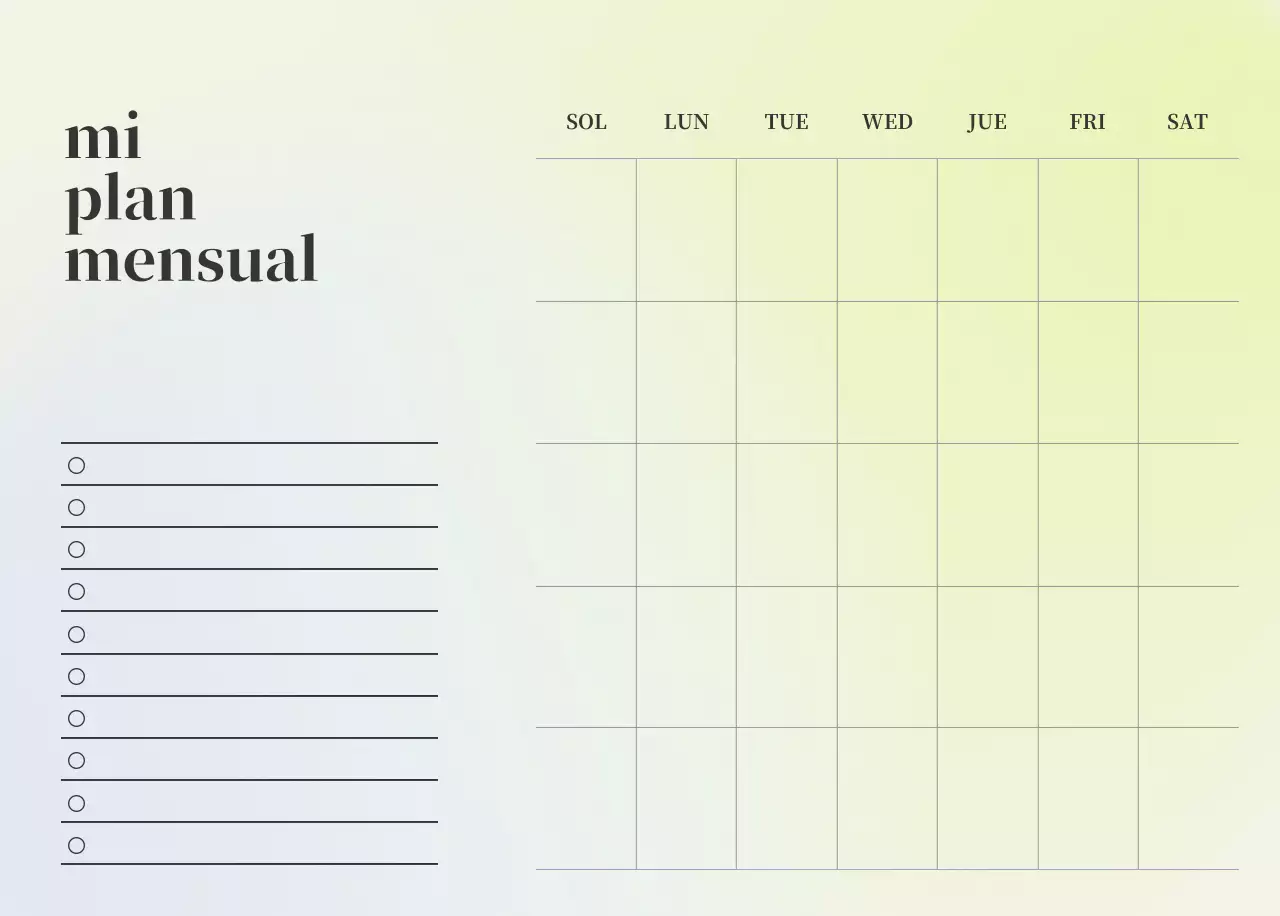 Calendario minimalista degradado