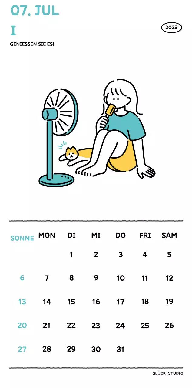 Illustrierter Kalender mit schönem Linienstil