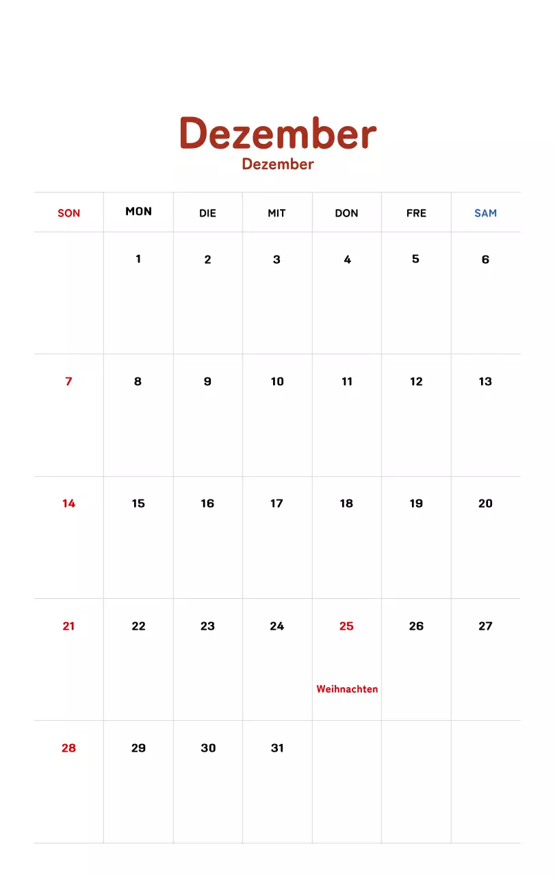 Neujahrskalender mit warmen Illustrationen