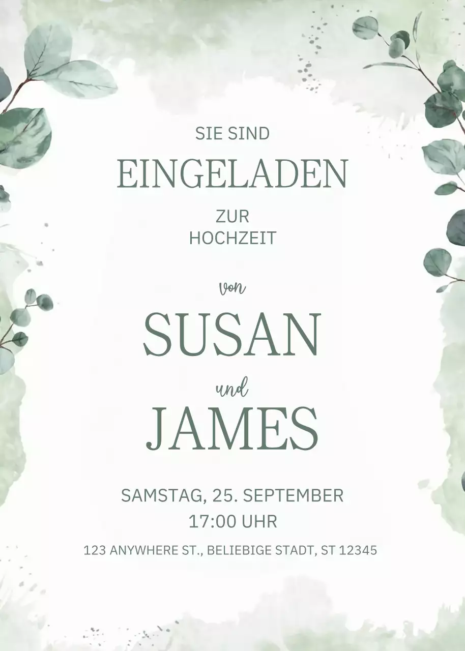 Grün Elegante Hochzeitseinladung