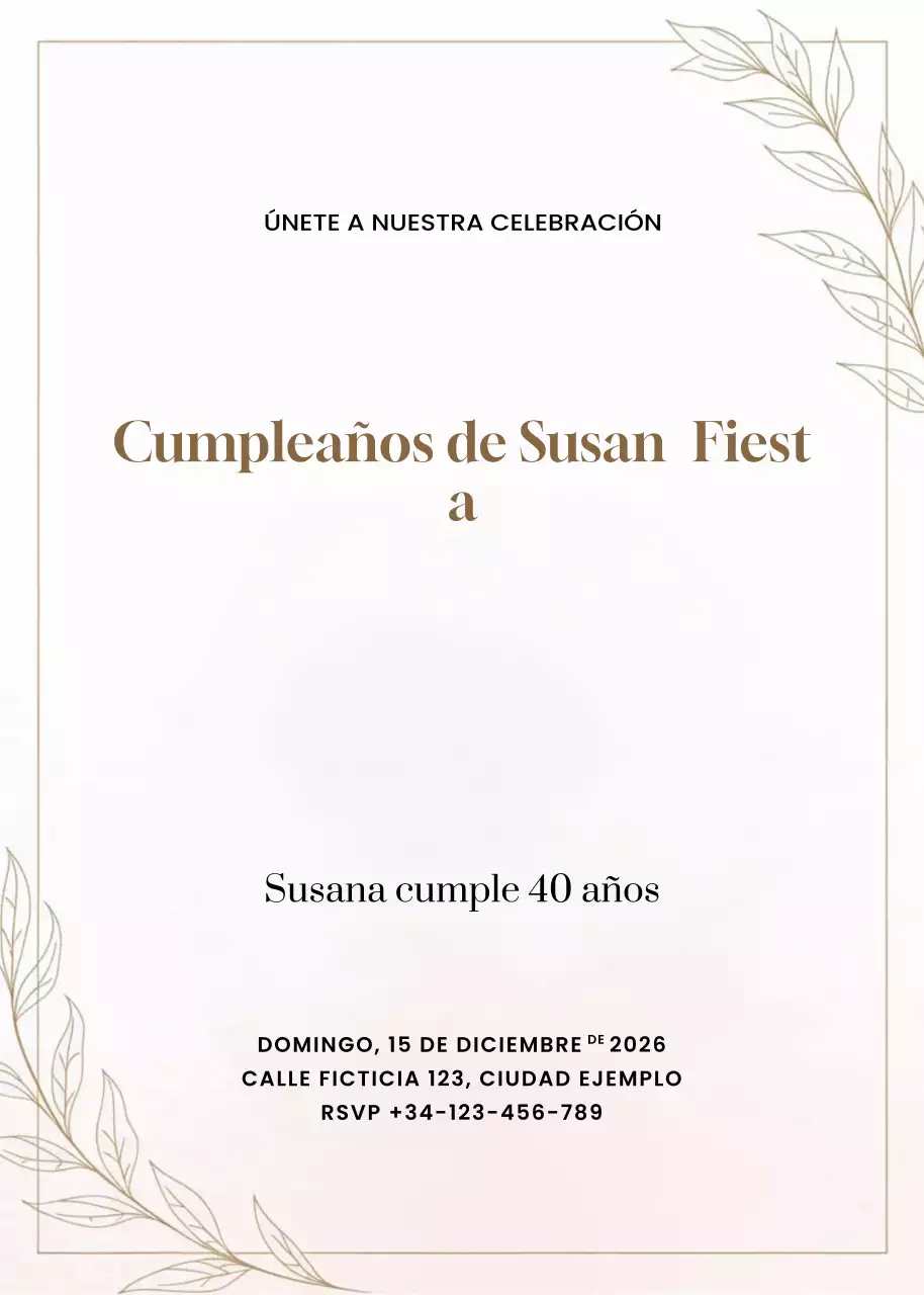 invitación de cumpleaños minimalista beige