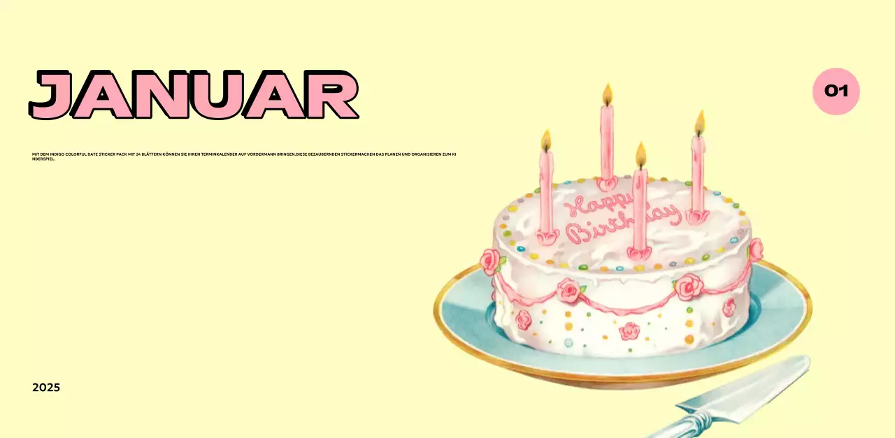 Bunte Kalender mit einer Vielzahl von Retro-Illustrationen