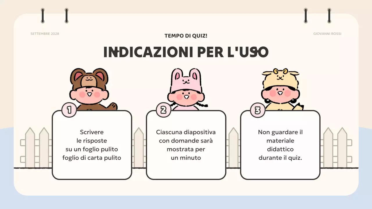 materiale per quiz di animazione beige