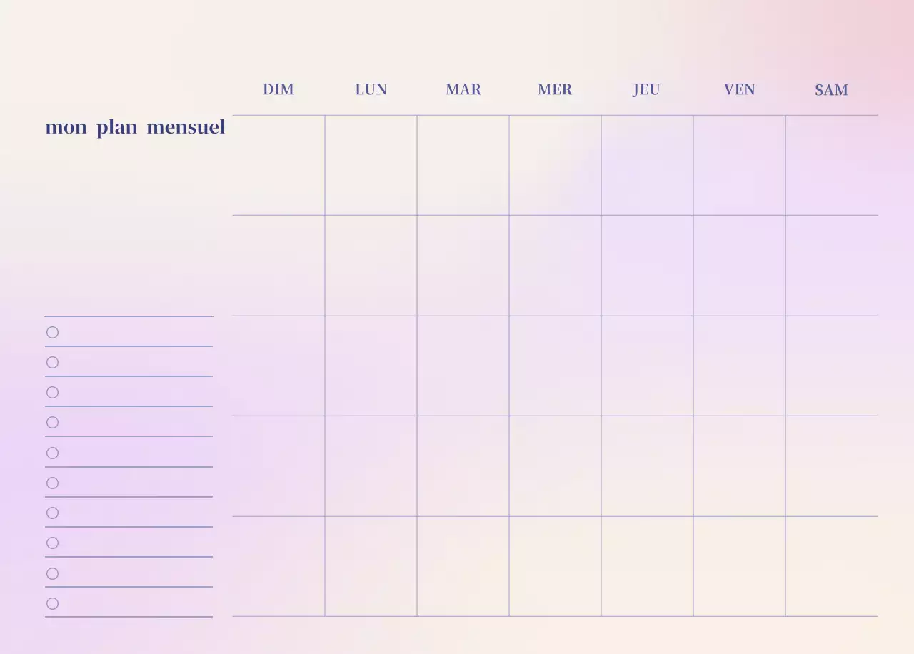 Calendrier minimaliste dégradé