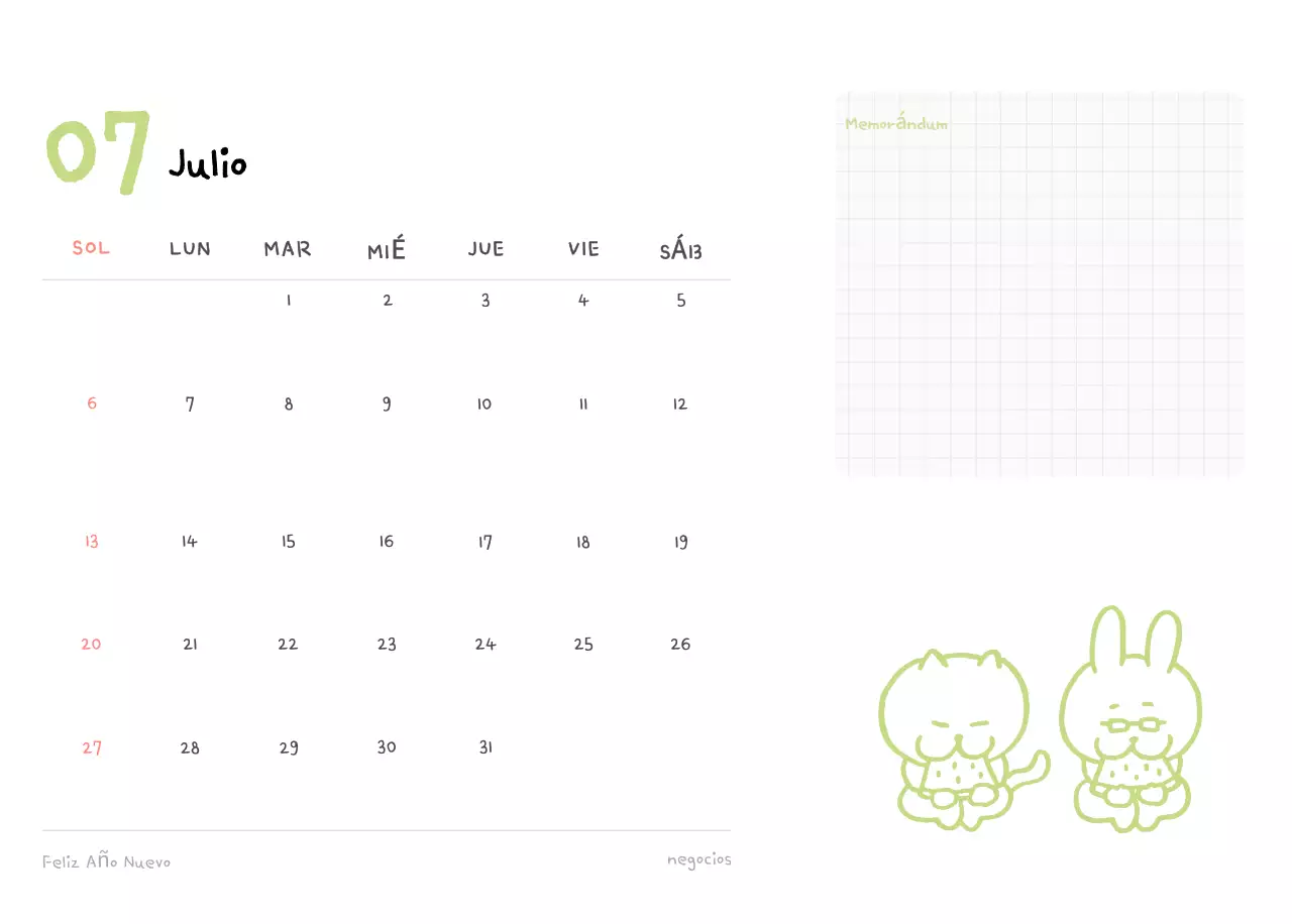 Calendario diario en marfil