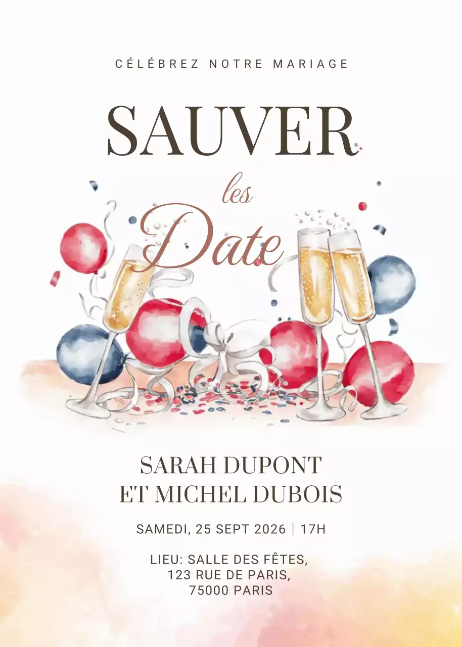 Invitation de mariage élégante en rouge