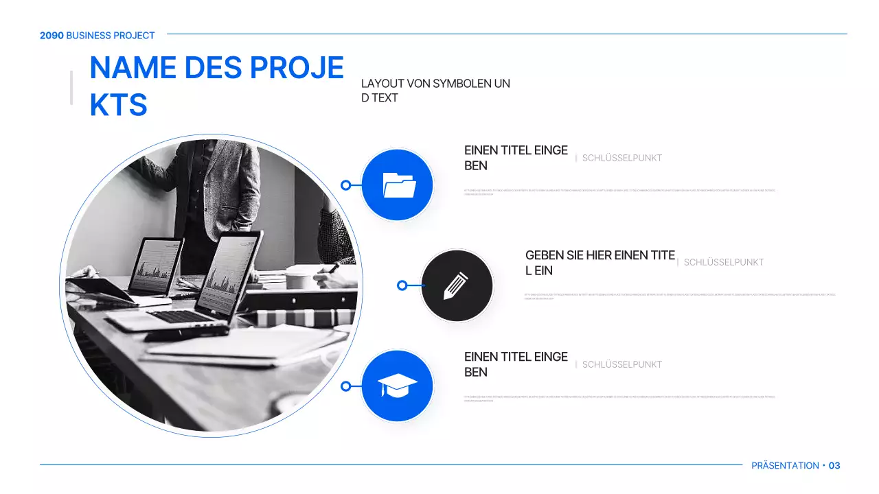 Ein einfacher globaler Geschäftsplan in Weiß und Blau