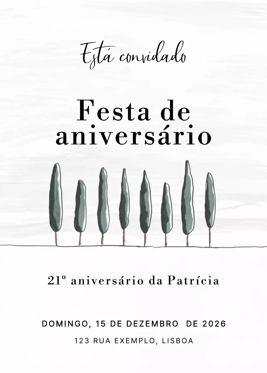 Convite de aniversário minimalista branco