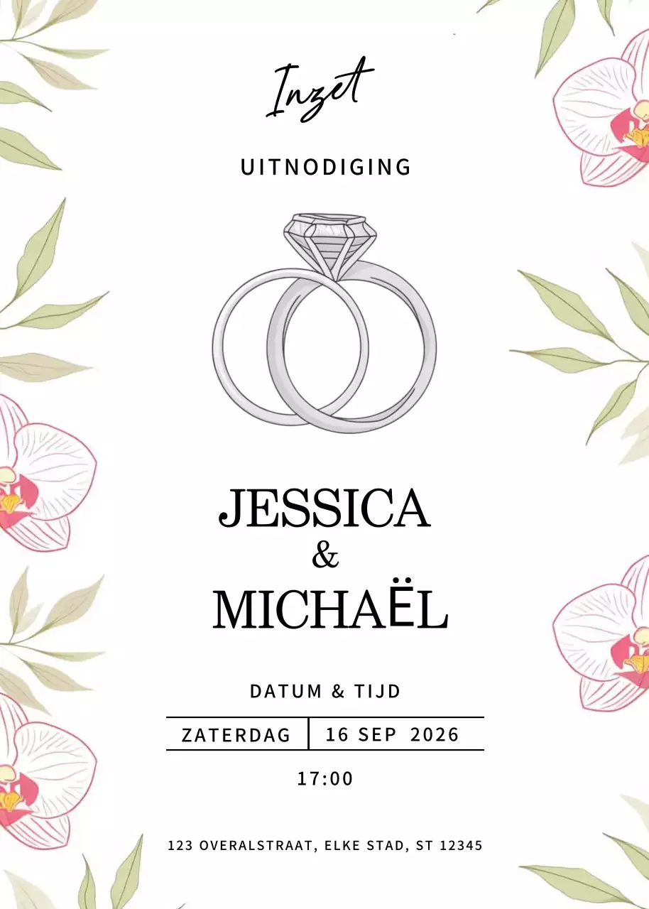 Witte elegante verlovingsuitnodiging