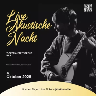 Schwarz und Gold Elegantes Akustik-Musik-Event Instagram Post