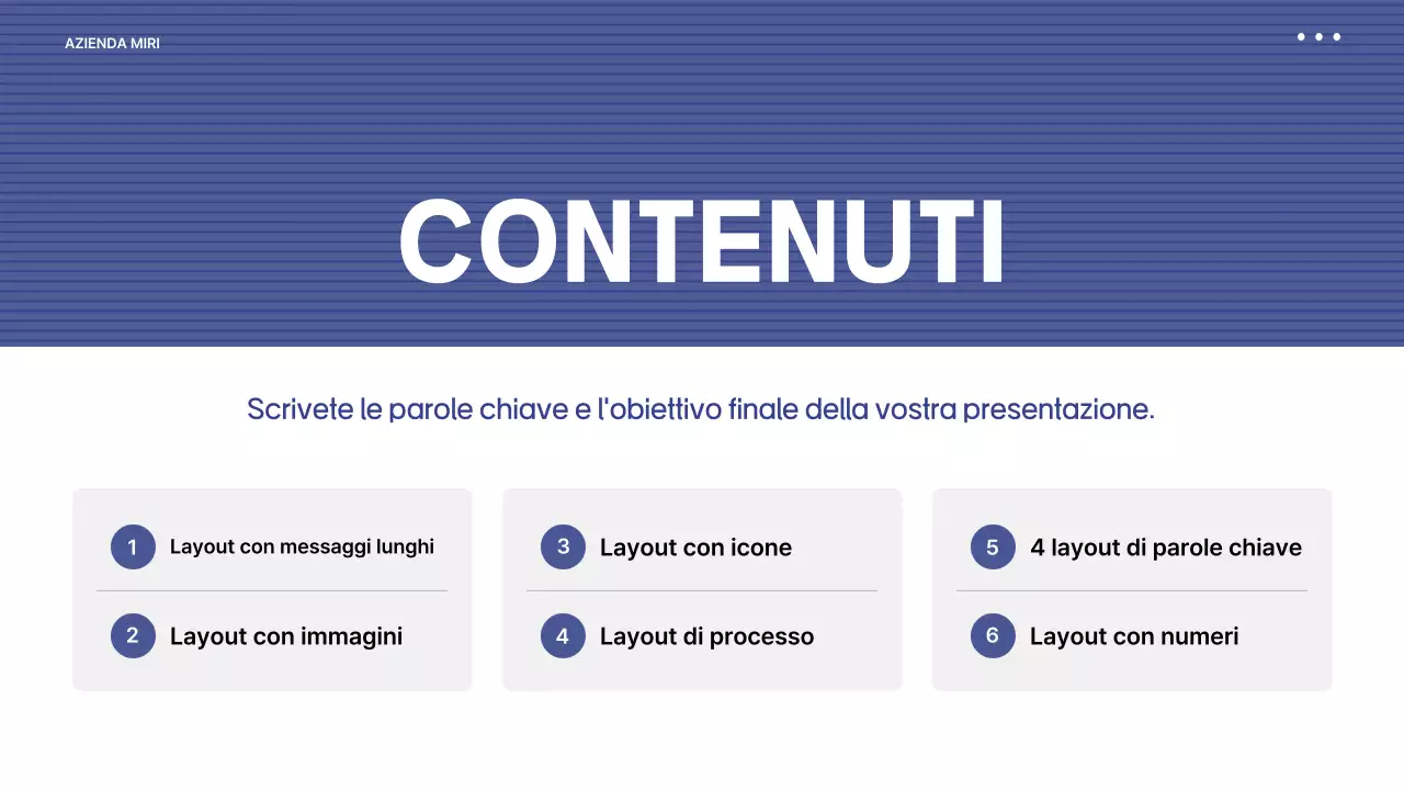 Proposta con un semplice sfondo a strisce blu