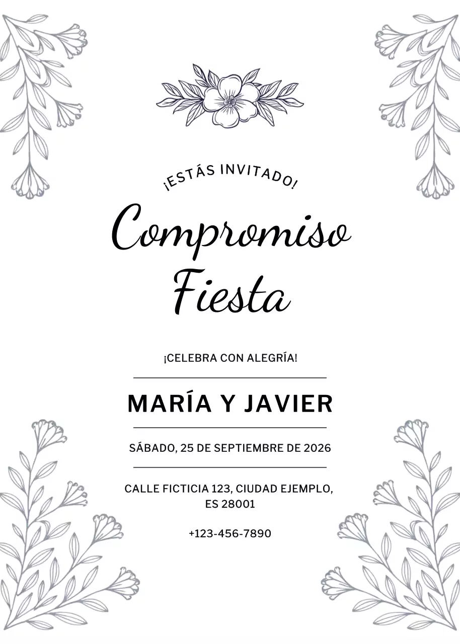 Invitación de compromiso elegante beige