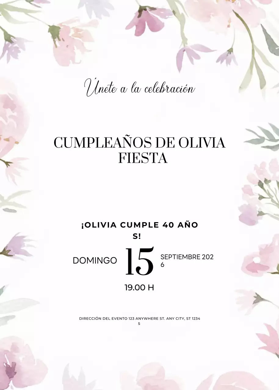 invitación de cumpleaños floral rosa