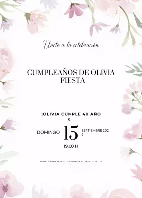 invitación de cumpleaños floral rosa