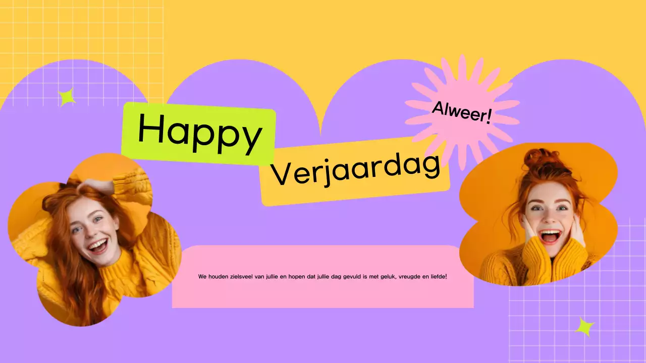 gele moderne verjaardagskaart