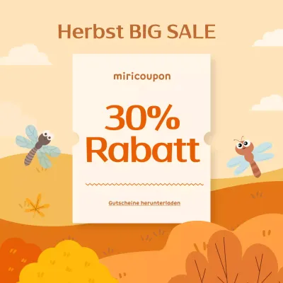 Natürliche herbstliche Rabattcoupon-Anzeige in Beige und Braun