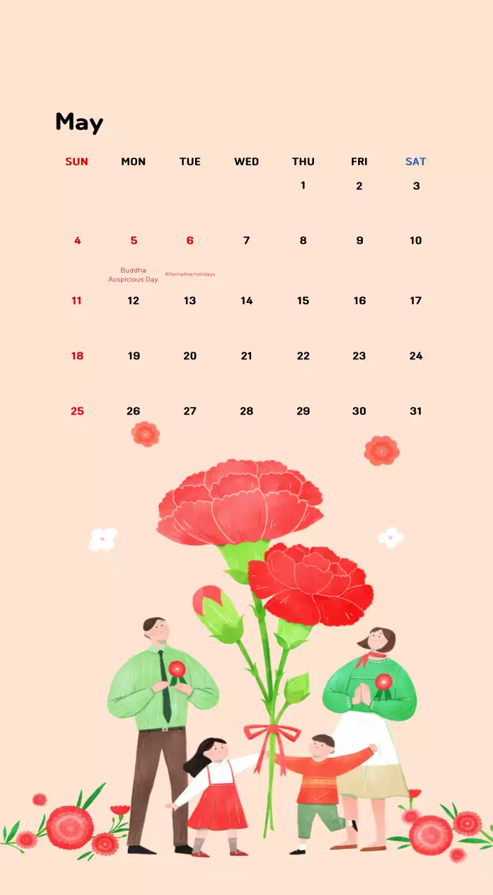 New Year's calendar with a warm, illustrated feel