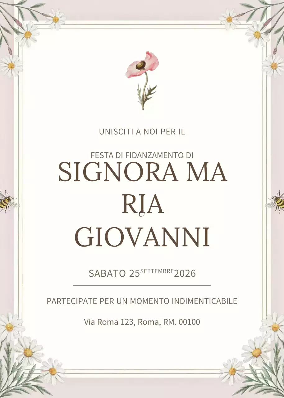 Invito di fidanzamento elegante rosa