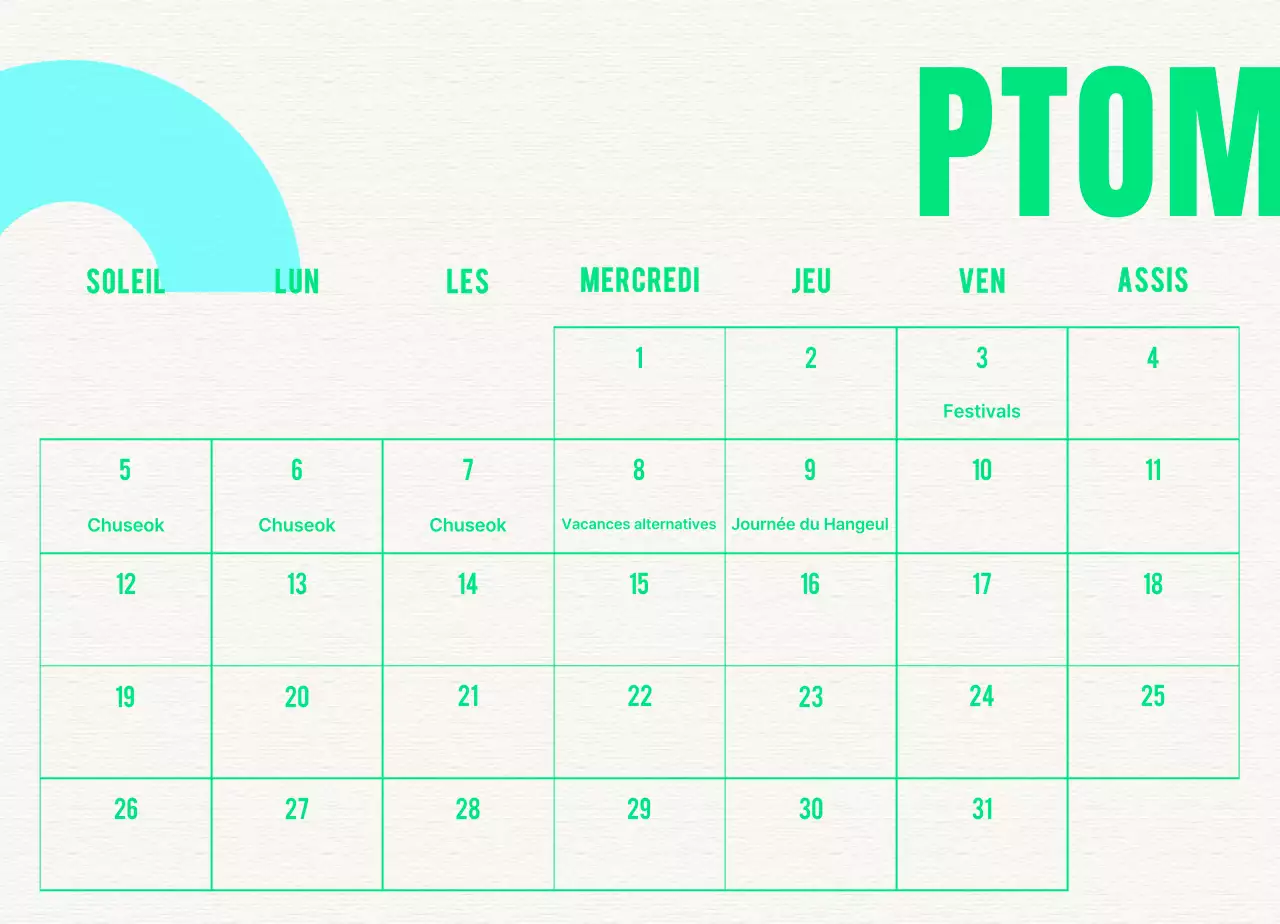 Calendrier vintage bleu