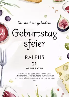 weiße elegante Geburtstagseinladung