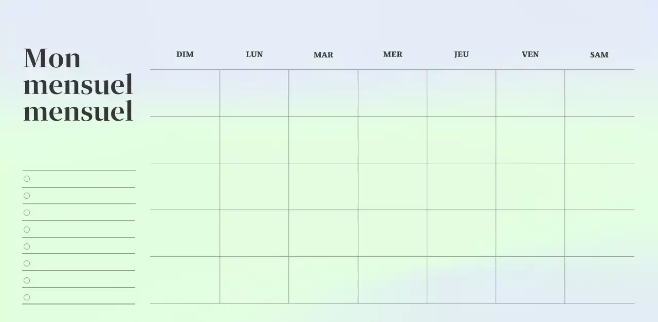 Calendrier minimaliste dégradé